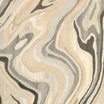 4' X 6' Beige And Charcoal Wool Abstract Hand Tufted Area Rug