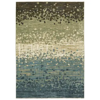 5' X 8' Blue And Brown Abstract Area Rug