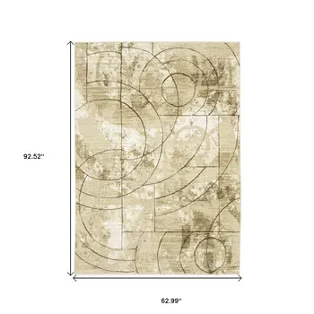 5' X 8' Beige And Brown Geometric Area Rug