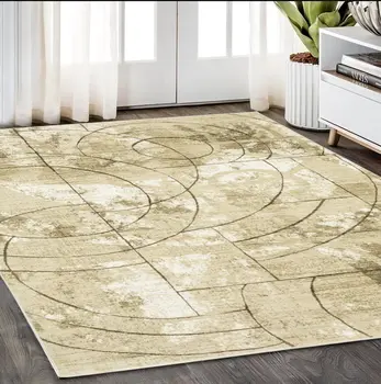 5' X 8' Beige And Brown Geometric Area Rug