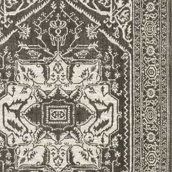 7' X 10' Gray And Ivory Oriental Area Rug