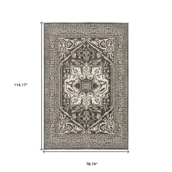 7' X 10' Gray And Ivory Oriental Area Rug