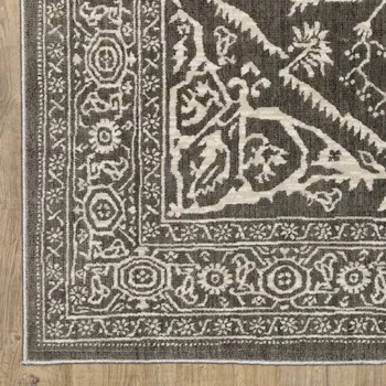 7' X 10' Gray And Ivory Oriental Area Rug