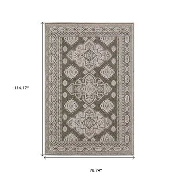 7' X 10' Gray Medallion Area Rug