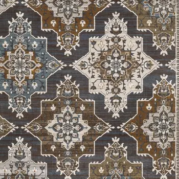 7' X 10' Gray And Blue Medallion Area Rug