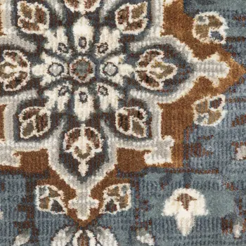7' X 10' Gray And Blue Medallion Area Rug