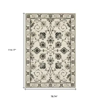 7' X 10' Ivory And Gray Oriental Area Rug