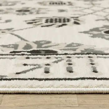 7' X 10' Ivory And Gray Oriental Area Rug