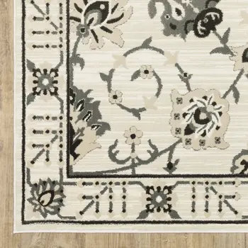 7' X 10' Ivory And Gray Oriental Area Rug