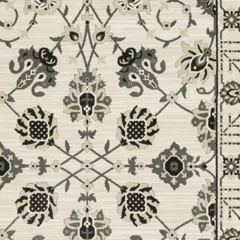 7' X 10' Ivory And Gray Oriental Area Rug