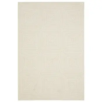 7' X 10' Ivory And Beige Geometric Area Rug