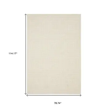 7' X 10' Ivory And Beige Geometric Area Rug
