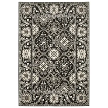 7' X 10' Charcoal And Gray Oriental Area Rug