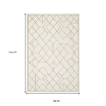 7' X 10' Ivory And Taupe Geometric Area Rug