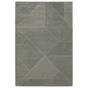 7' X 10' Gray And Ivory Geometric Area Rug