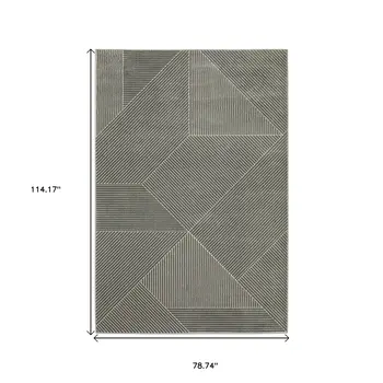 7' X 10' Gray And Ivory Geometric Area Rug