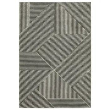 7' X 10' Gray And Ivory Geometric Area Rug