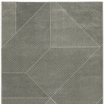 7' X 10' Gray And Ivory Geometric Area Rug