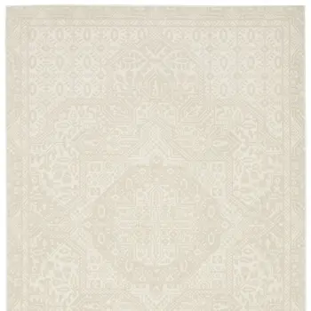 7' X 10' Ivory And Beige Medallion Area Rug