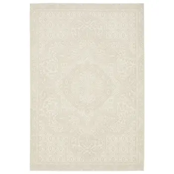 7' X 10' Ivory And Beige Medallion Area Rug