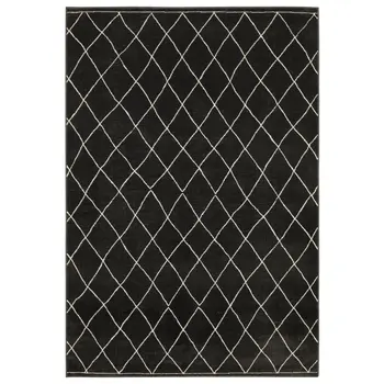 7' X 10' Charcoal And Ivory Trellis Area Rug