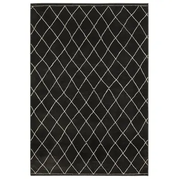 7' X 10' Charcoal And Ivory Trellis Area Rug