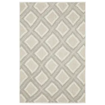 7' X 10' Gray And Beige Diamond Area Rug