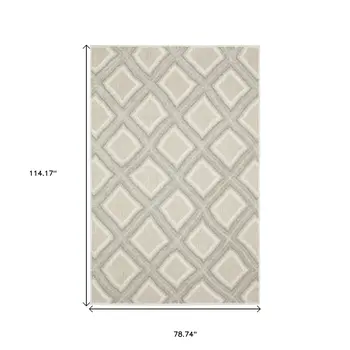 7' X 10' Gray And Beige Diamond Area Rug
