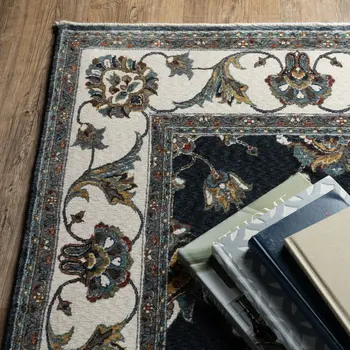 5' X 8' Ivory Oriental Area Rug With Fringe