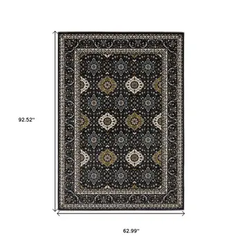 5' X 8' Gold Medallion Area Rug With Fringe