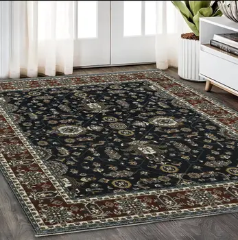 5' X 8' Rust Oriental Area Rug With Fringe