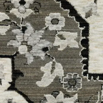 8' Ivory And Gray Medallion Runner Rug With Fringe