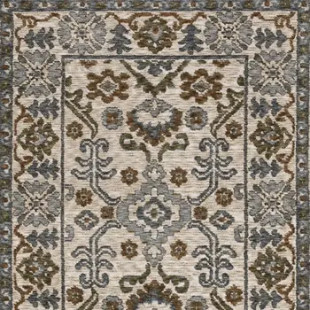8' Ivory And Rust Floral Runner Rug With Fringe