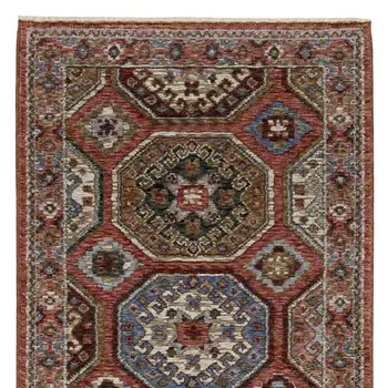 8' Pink And Red Medallion Runner Rug With Fringe