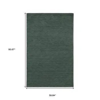 5' X 8' Teal And Blue Wool Hand Tufted Area Rug