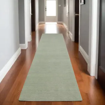 8' Silver Wool Hand Tufted Runner Rug