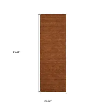 8' Rust Wool Hand Tufted Runner Rug