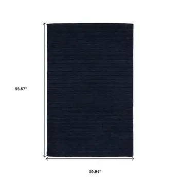 5' X 8' Blue Wool Hand Tufted Area Rug