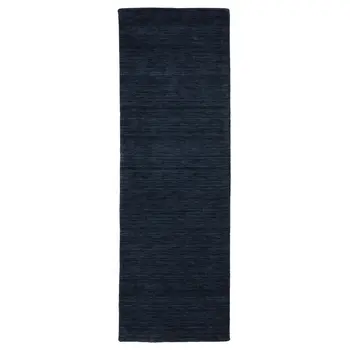 8' Blue Wool Hand Tufted Runner Rug