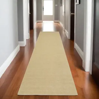 8' Beige Wool Hand Tufted Runner Rug
