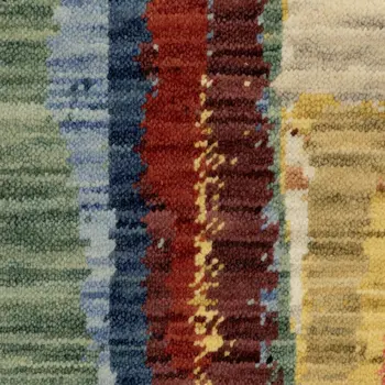 5' X 8' Beige Yellow And Salmon Abstract Area Rug With Fringe