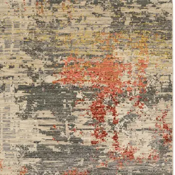 5' X 8' Beige And Pink Abstract Area Rug With Fringe