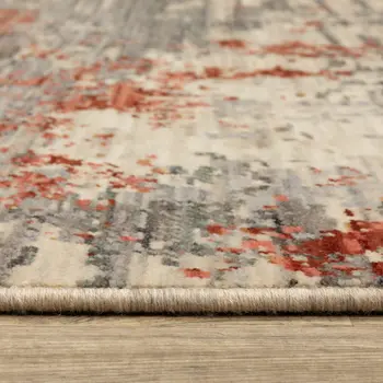 5' X 8' Beige And Pink Abstract Area Rug With Fringe
