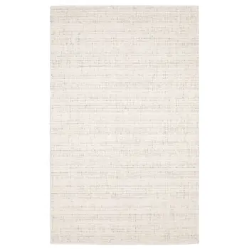 5' X 8' Ivory And Gray Striped Hand Tufted Area Rug
