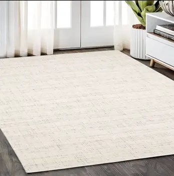 5' X 8' Ivory And Gray Striped Hand Tufted Area Rug