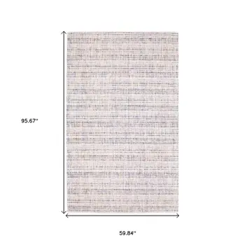 5' X 8' Ivory Blue And Yellow Striped Hand Tufted Area Rug