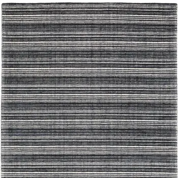 5' X 8' Black And Ivory Striped Hand Tufted Area Rug