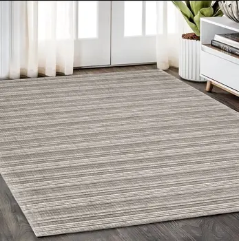 5' X 8' Gray And Ivory Striped Hand Tufted Area Rug