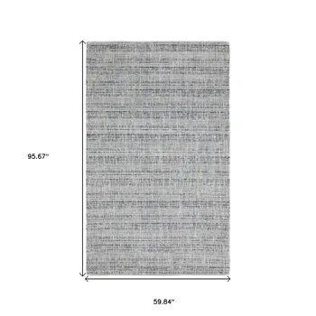 5' X 8' Gray And Blue Striped Hand Tufted Area Rug