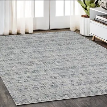 5' X 8' Gray And Blue Striped Hand Tufted Area Rug
